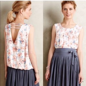 Anthropologie Meadow Rue Floral Gathered Tank Top